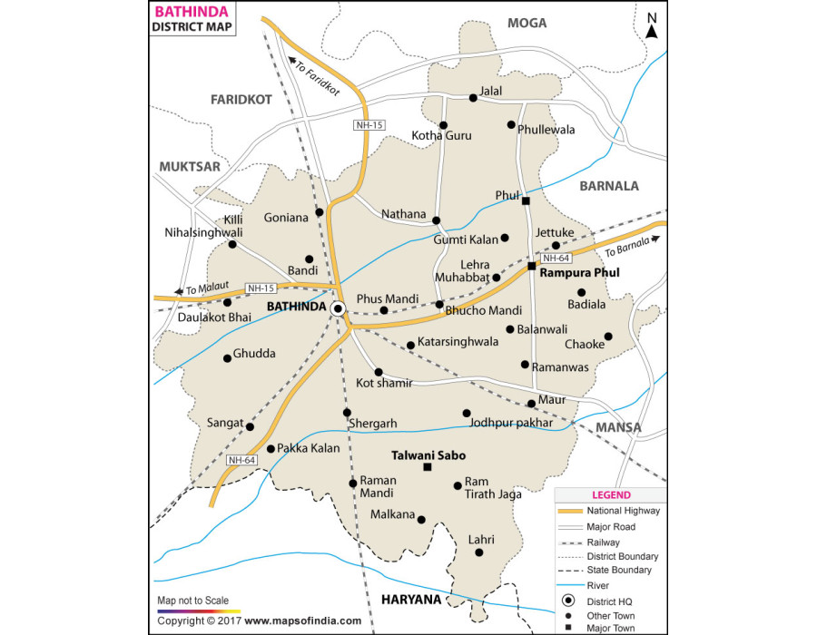 Buy Bathinda District Map online